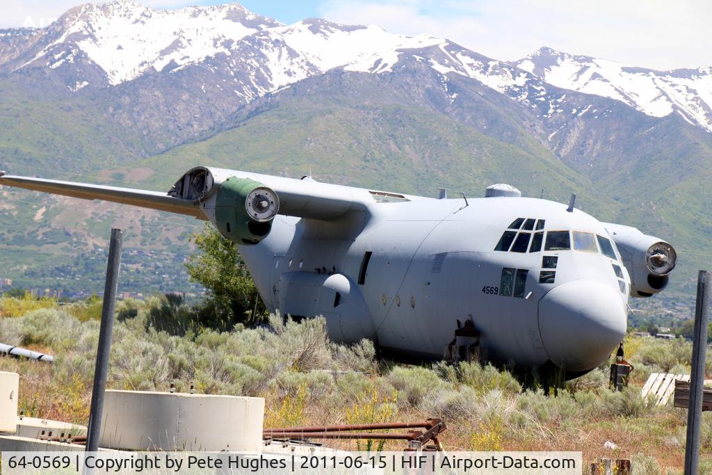 64-0569, 1964 Lockheed C-130E Hercules C/N 382-4079, 64-0569 C-130E Hercules at Hill AFB, UT has seen better days!