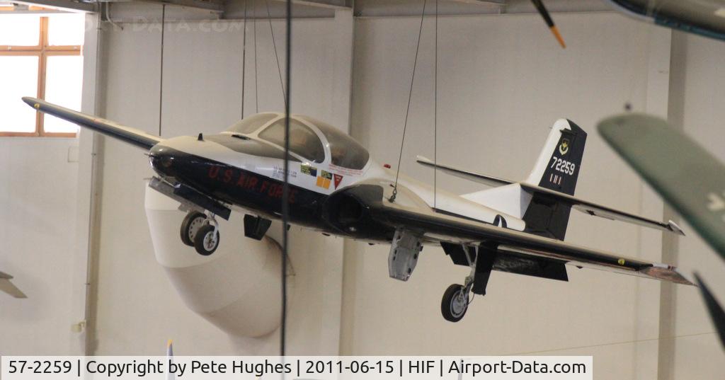 57-2259, Cessna T-37A Tweety Bird C/N 40192, 57-2259 T-37 is now strung up inside the Hill AFB museum