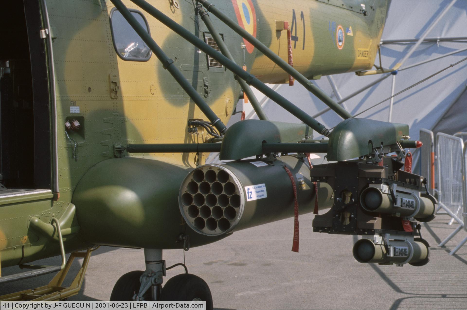 41, 1999 IAR IAR-330L Puma SOCAT C/N 55, On display at 2001 Paris-Le Bourget airshow.