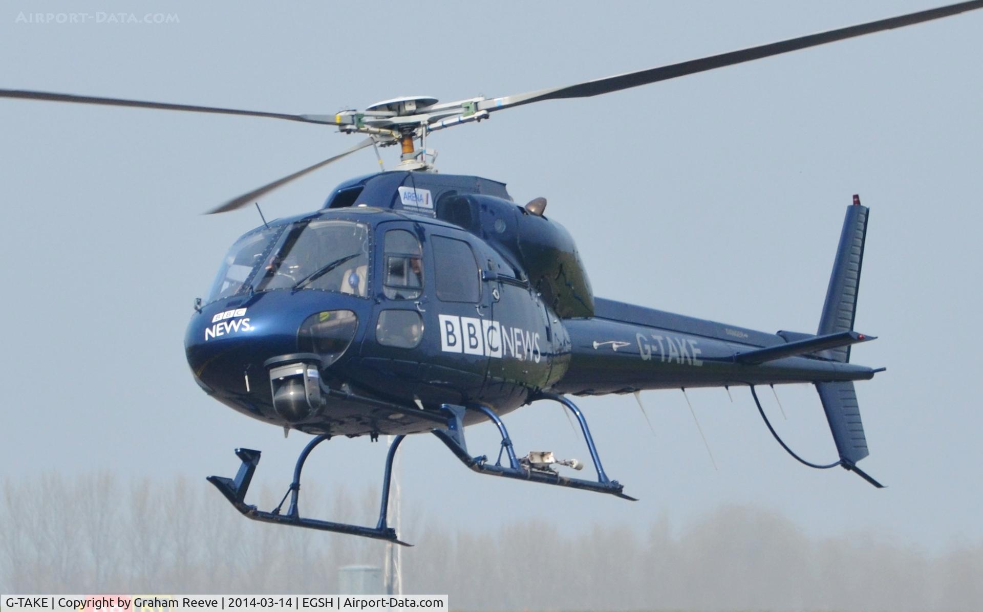 G-TAKE, 1981 Aerospatiale AS-355F-1 Ecureuil 2 C/N 5088, About to land.