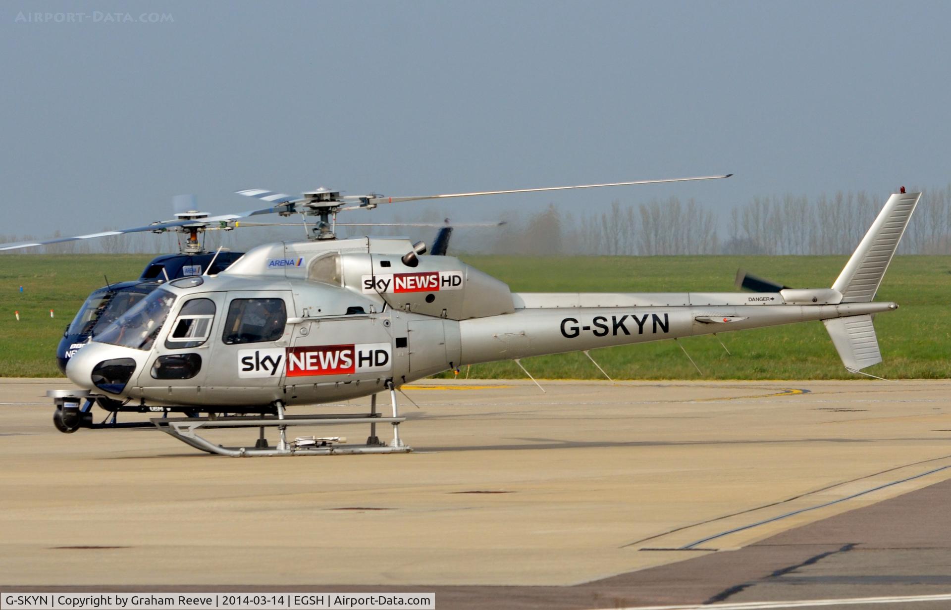 G-SKYN, 1982 Aerospatiale AS-355F-1 Twin Squirrel C/N 5185, Just landed with G-TAKE behind.