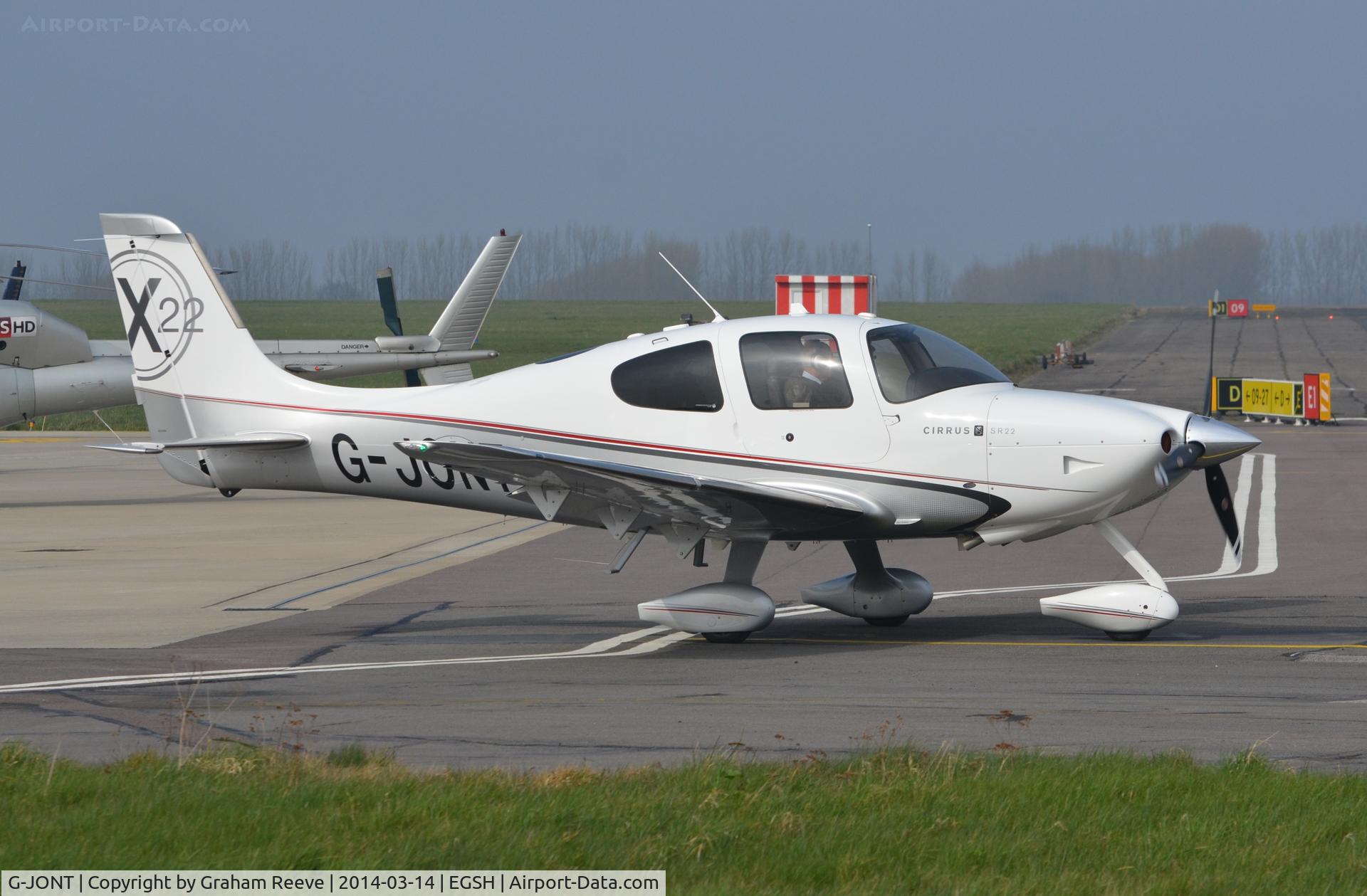 G-JONT, 2010 Cirrus SR22 G3-X C/N 3599, On their way to runway 27.
