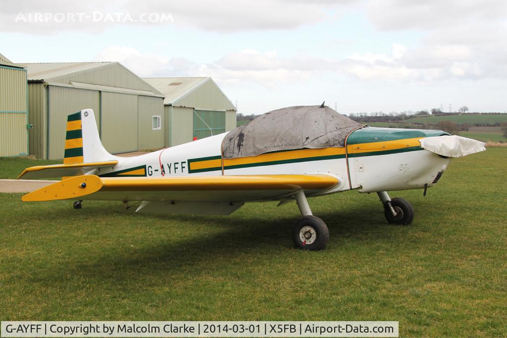 G-AYFF, 1971 Rollason Druine D-62B Condor C/N RAE/647, Rollason Druine D-62B Condor, a resident at Fishburn Airfield UK, march 2014.
