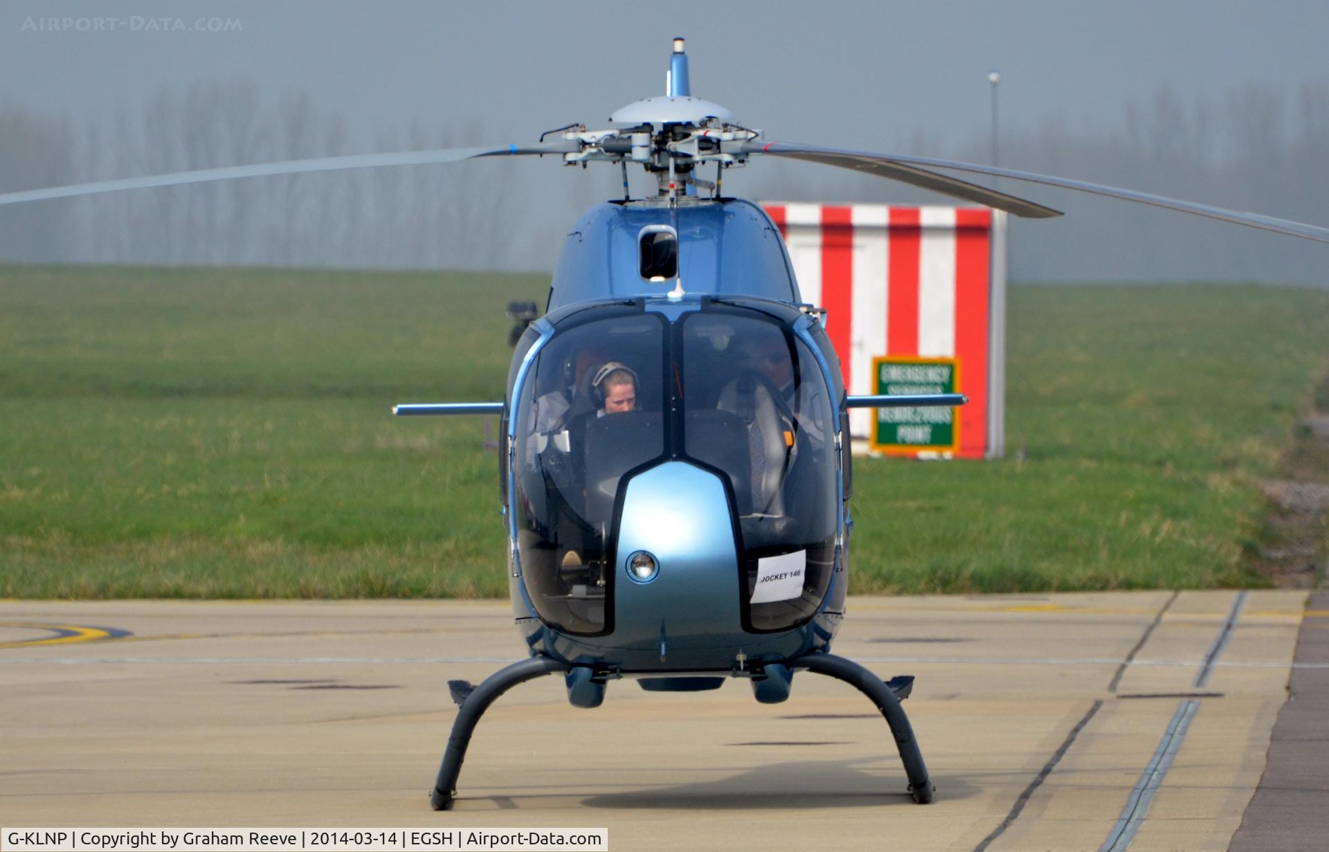 G-KLNP, 2007 Eurocopter EC-120B Colibri C/N 1492, Parked out side Saxon at Norwich.