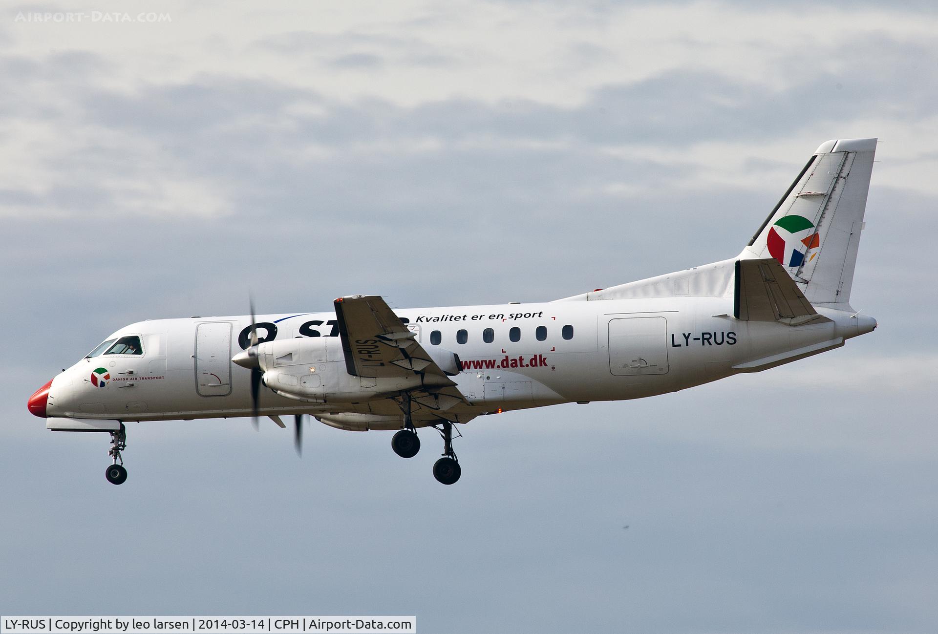 LY-RUS, 1985 Saab 340A C/N 340A-074, Copenhagen Kastrup L/D R-22L 14.3.14