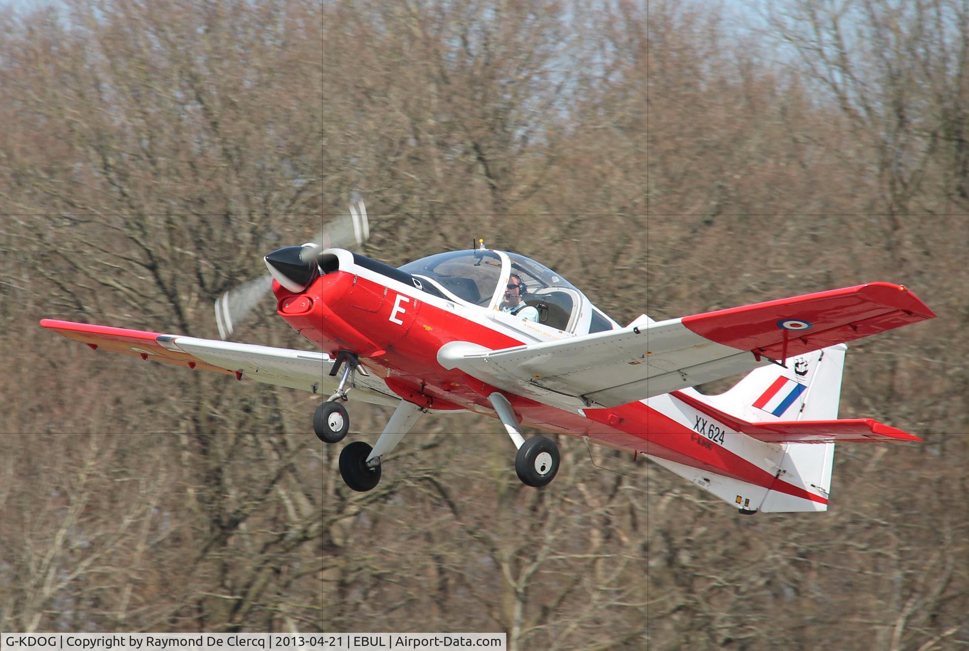 G-KDOG, 1973 Scottish Aviation Bulldog Series 120 Model 121 C/N BH120/289, Take-off at Ursel