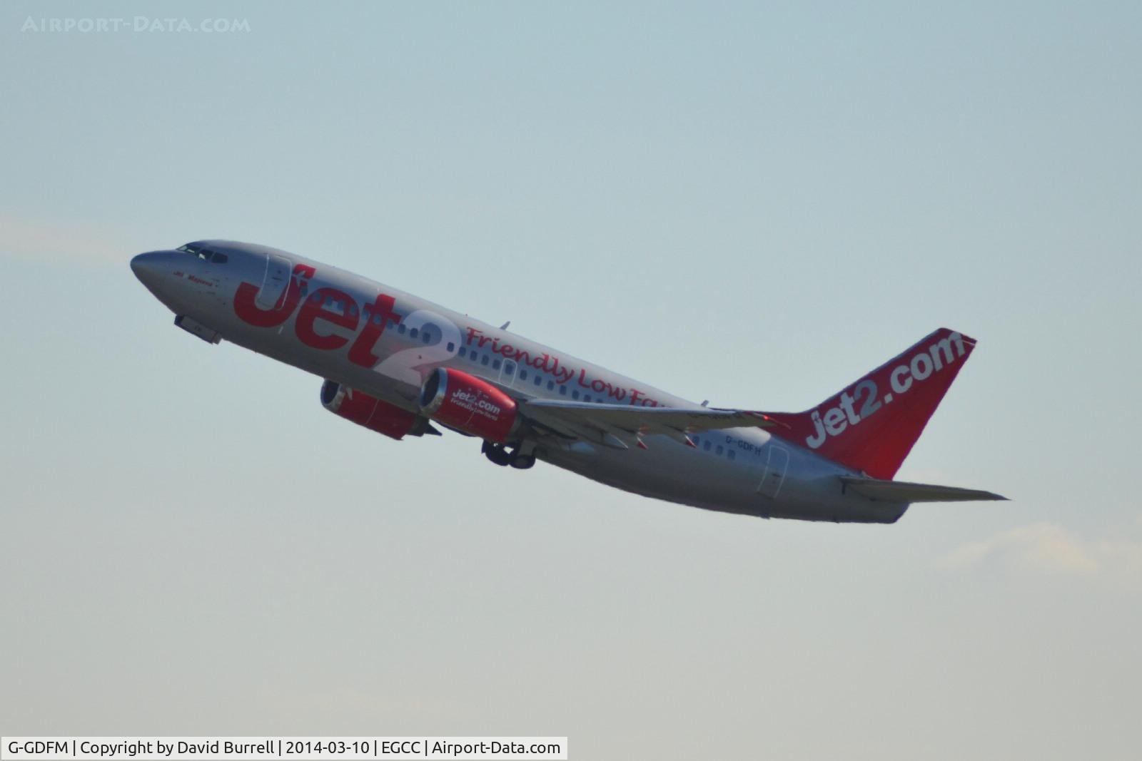 G-GDFM, 1998 Boeing 737-36N C/N 28586, Jet2 Boeing G-GDFM 737 taking off from Manchester Airport.