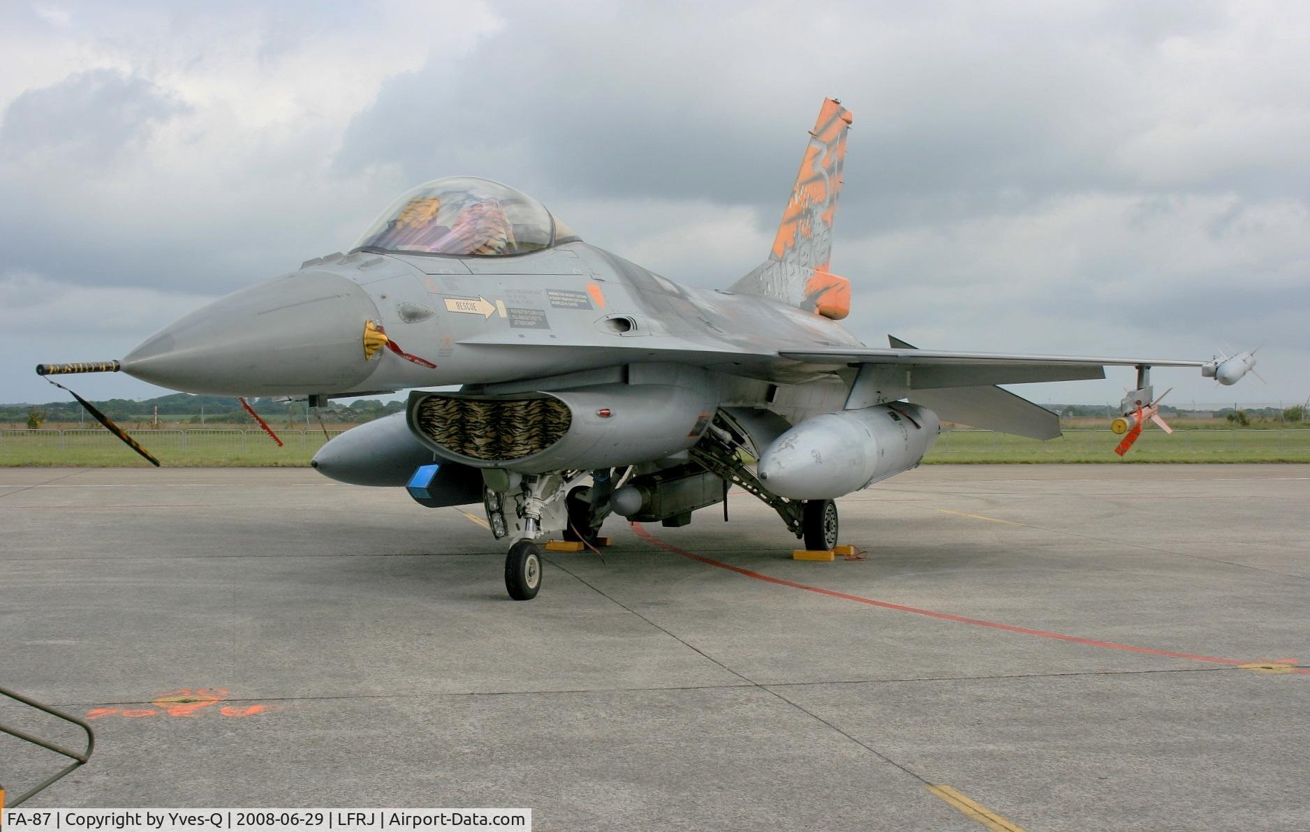 FA-87, SABCA F-16AM Fighting Falcon C/N 6H-87, Belgium Air Force General Dynamics (SABCA) F-16 AM Fighting Falcon, Landivisiau Naval Air Base (LFRJ) Open day Tiger Meet 2008