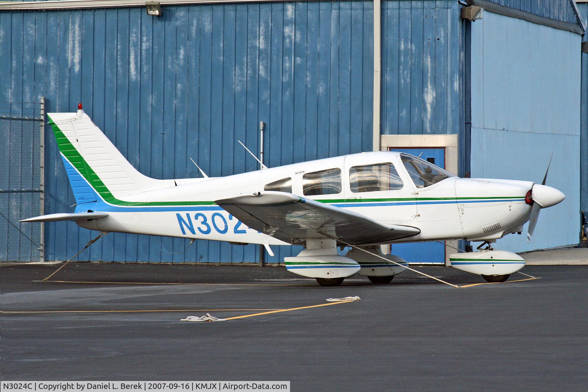 N3024C, 1978 Piper PA-28-181 C/N 28-7990149, Already over three decades old when I caught her at MJX in 2007, this aircraft looks as fresh as the day she left the production line.