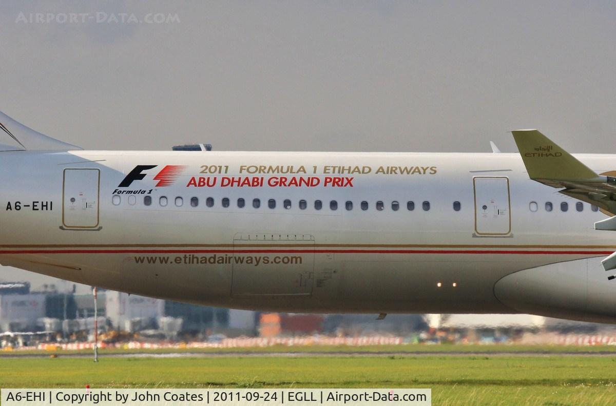 A6-EHI, 2008 Airbus A340-642X C/N 929, Close up at Cains Lane