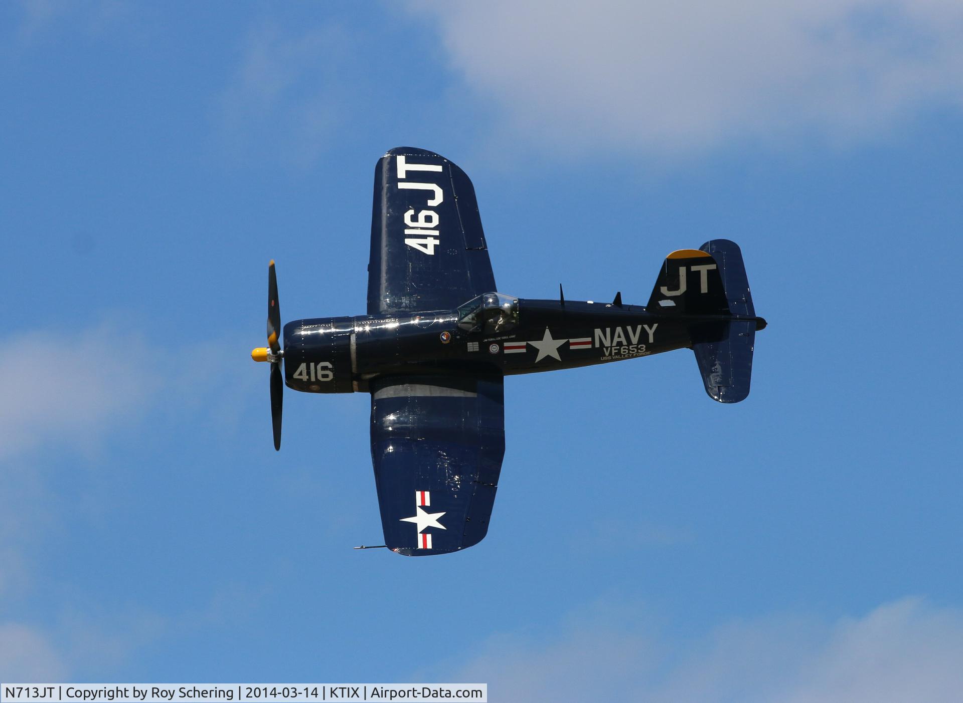 N713JT, 1945 Vought F4U-4B Corsair C/N 97143, Corsair at Tico Warbirds Airshow 14 Mar 2014