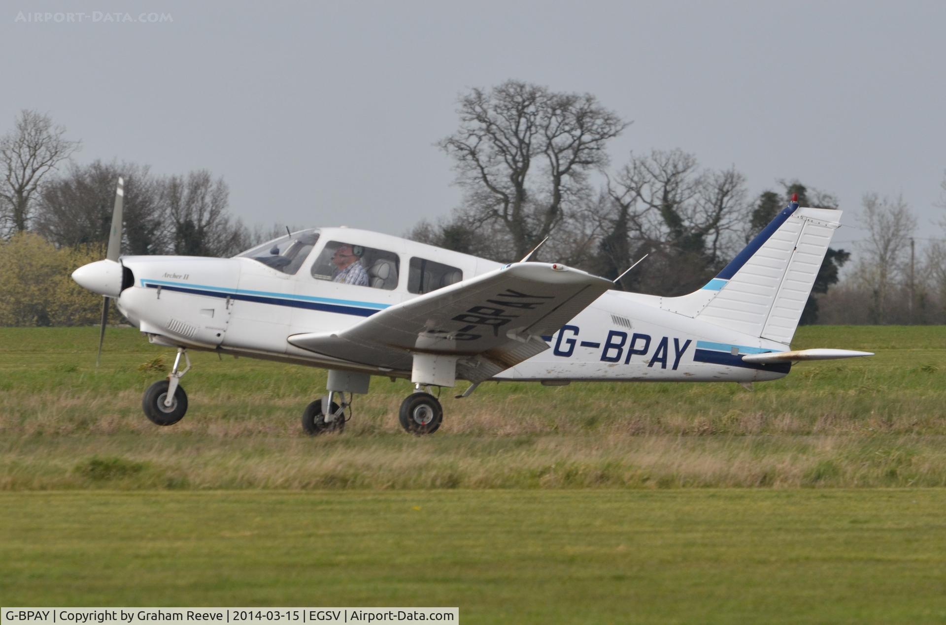 G-BPAY, 1980 Piper PA-28-181 Cherokee Archer II C/N 28-8090191, On the runway at Old Buckenham.