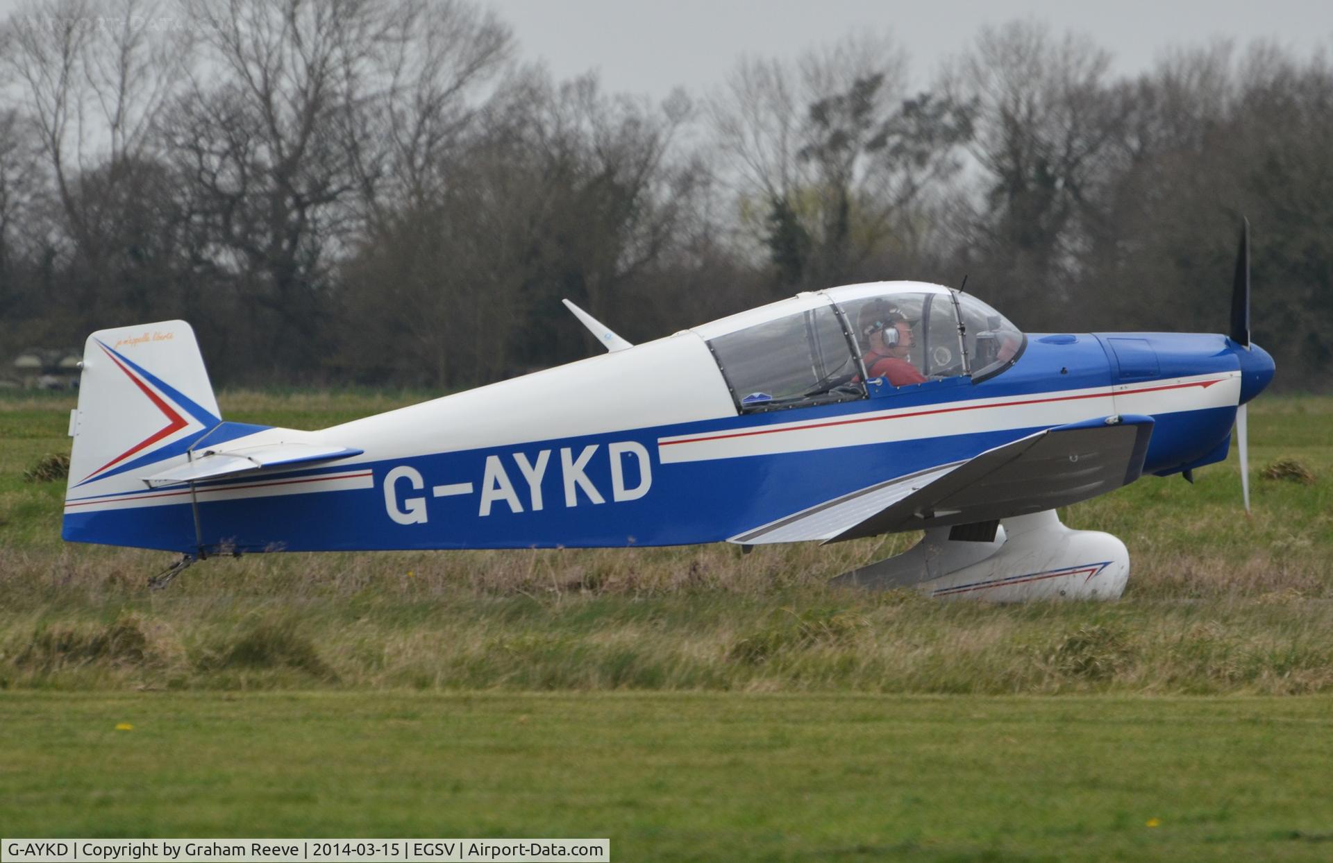 G-AYKD, 1962 Jodel DR-1050 Ambassadeur C/N 351, Just landed.
