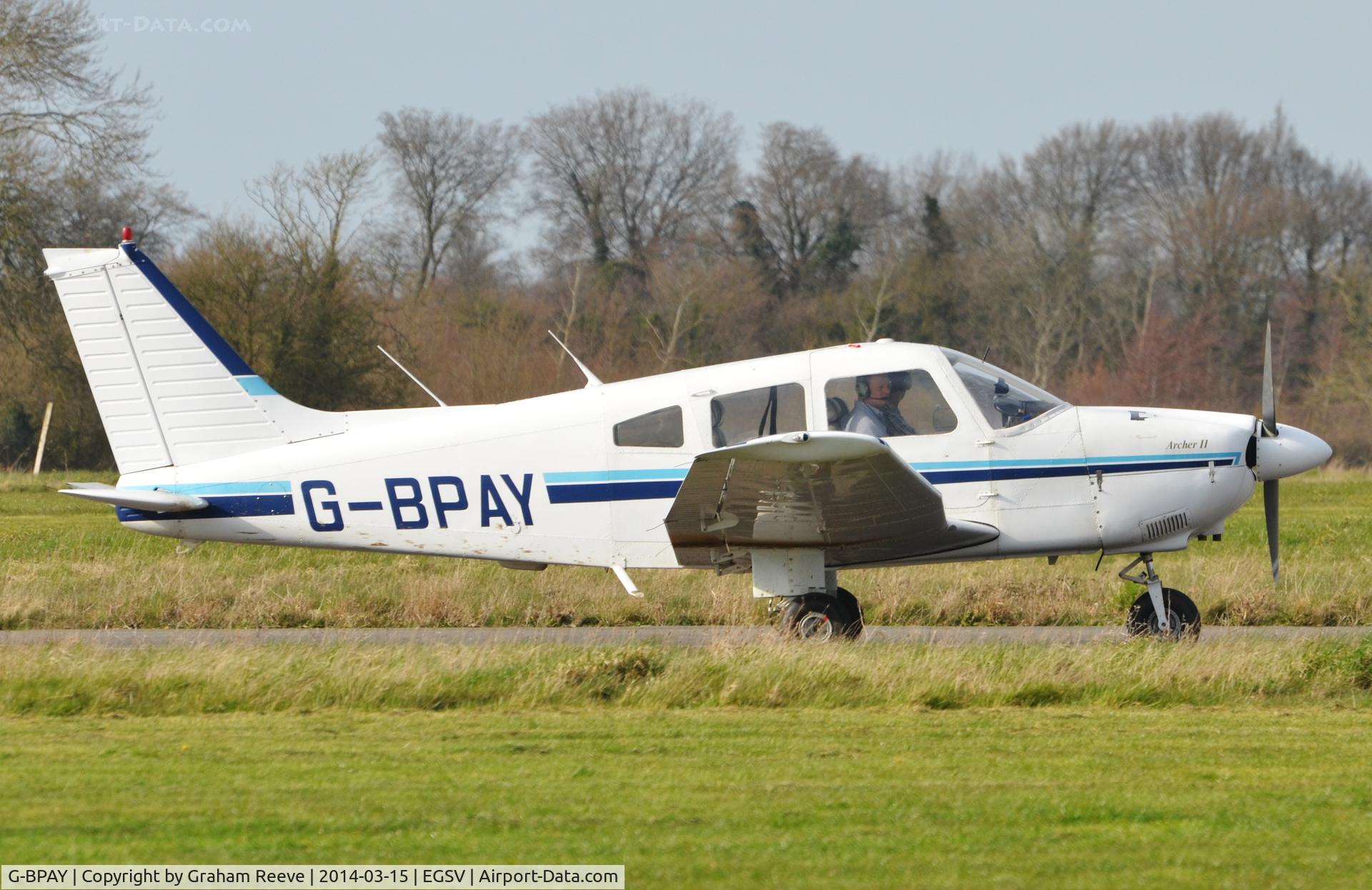 G-BPAY, 1980 Piper PA-28-181 Cherokee Archer II C/N 28-8090191, Just landed.