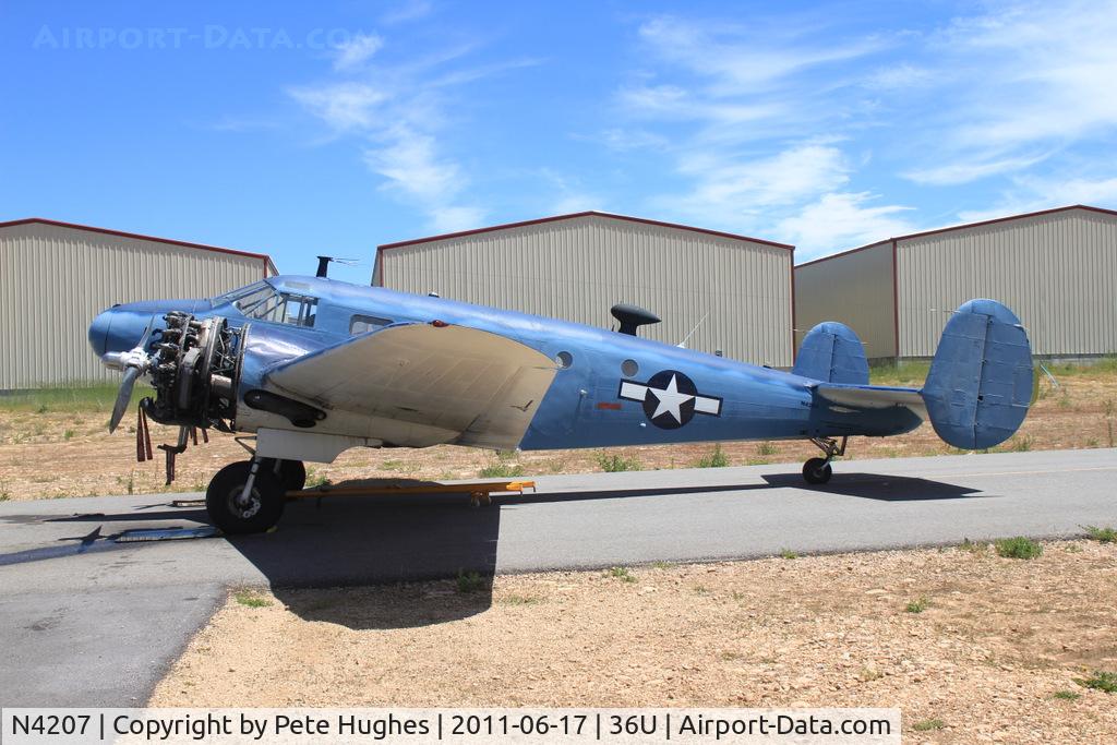 N4207, 1943 Beech UC-45J (RC-45J/SNB-5P/AT-7) Expeditor Expeditor C/N 4664, N4207 Beech C-45 at Heber Valley, UT
