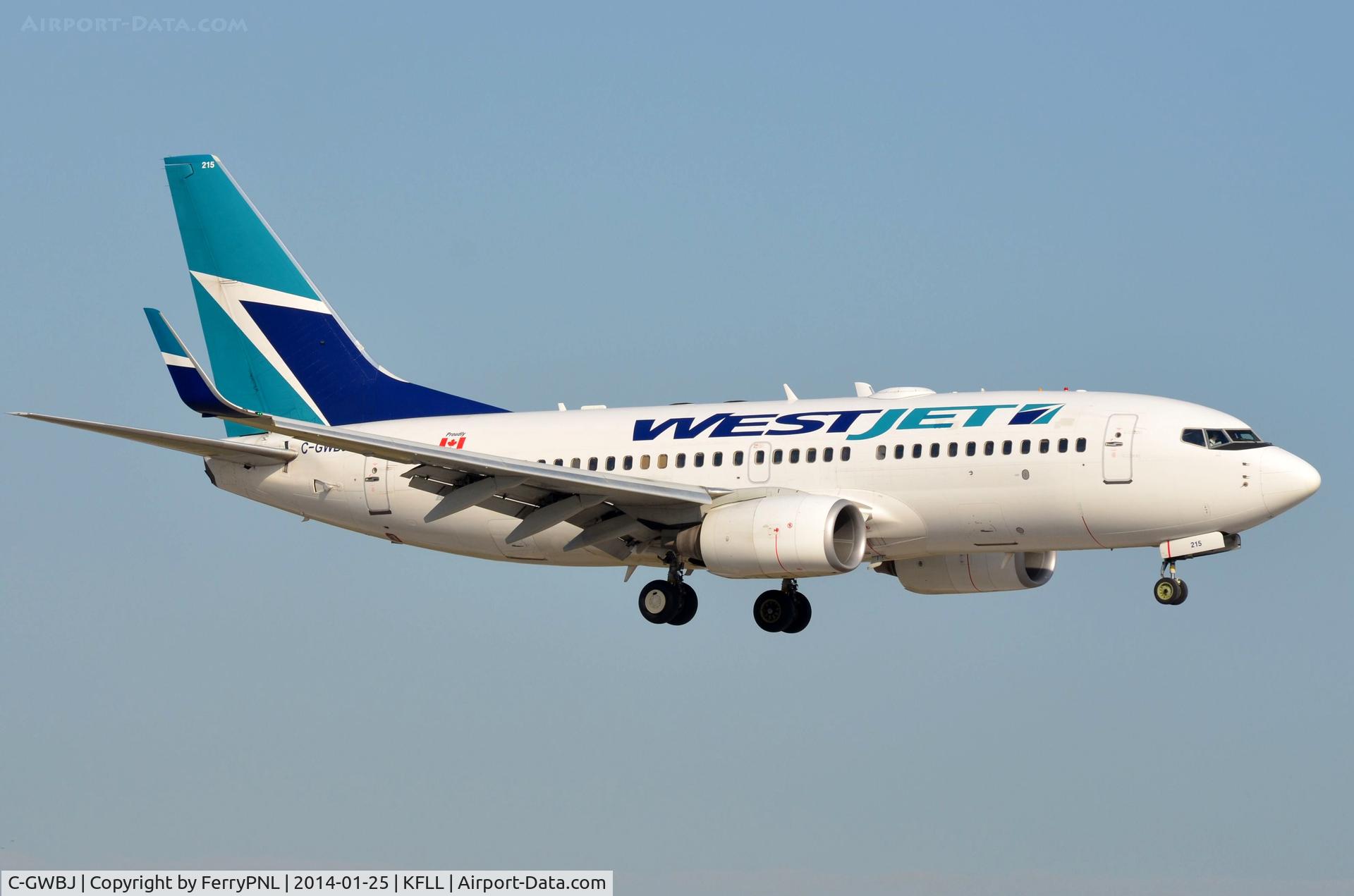 C-GWBJ, 2003 Boeing 737-7CT C/N 32754, Westjet B737 arriving in FLL