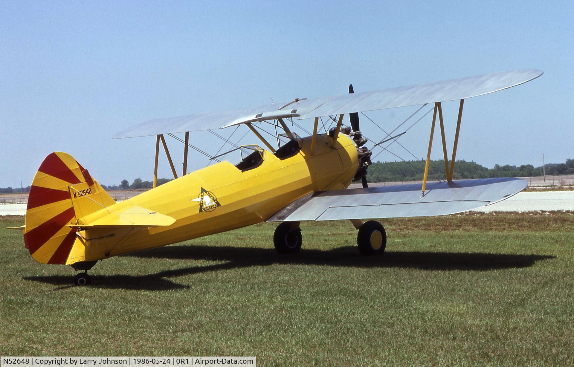 N52648, 1941 Boeing A75N1(PT17) C/N 75-2055, This was an ex-Delta duster.  It was plane number 98 with Delta.