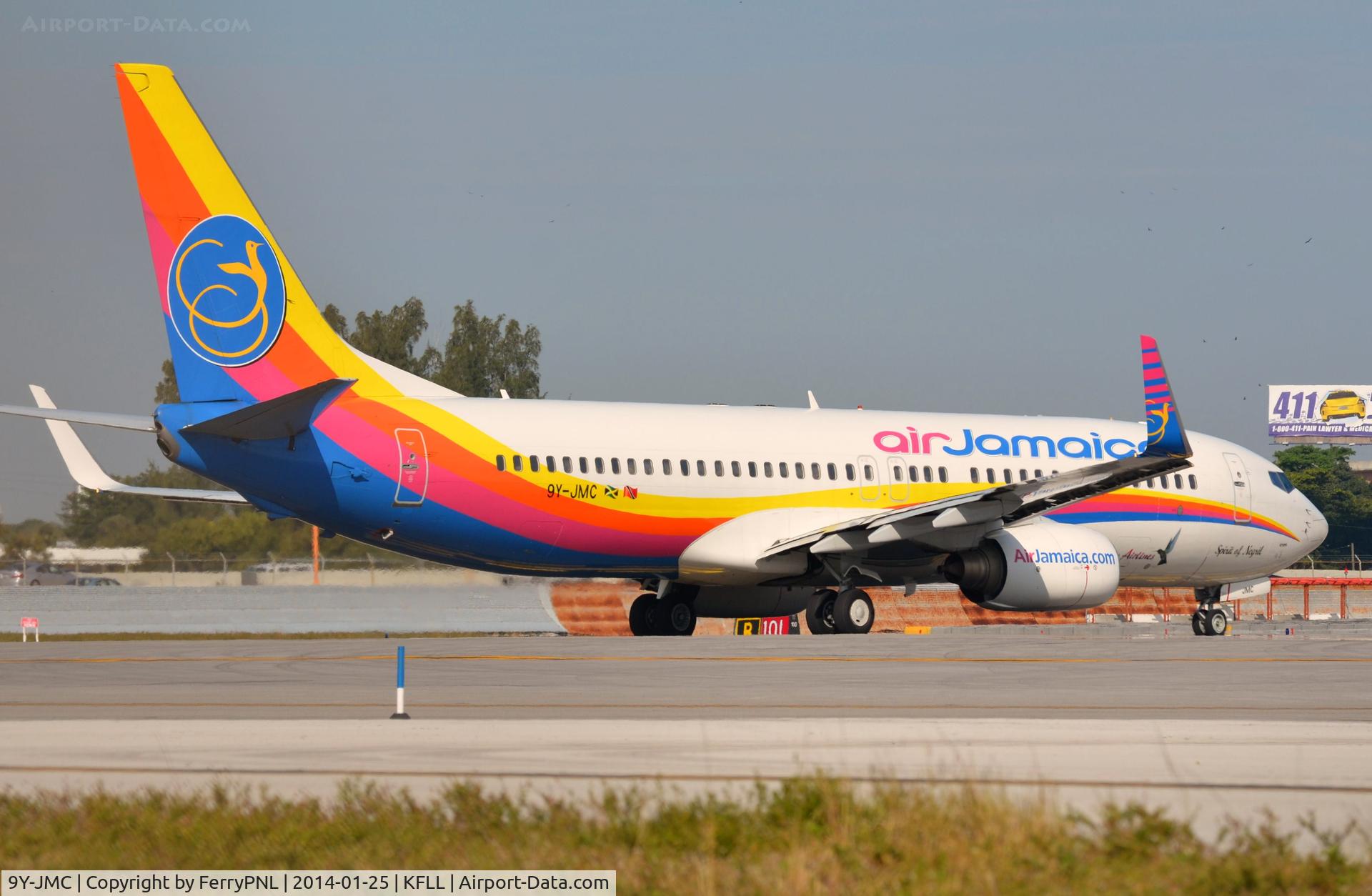 9Y-JMC, 2002 Boeing 737-8Q8 C/N 28252, Air Jamaica Lining-up to depart.
