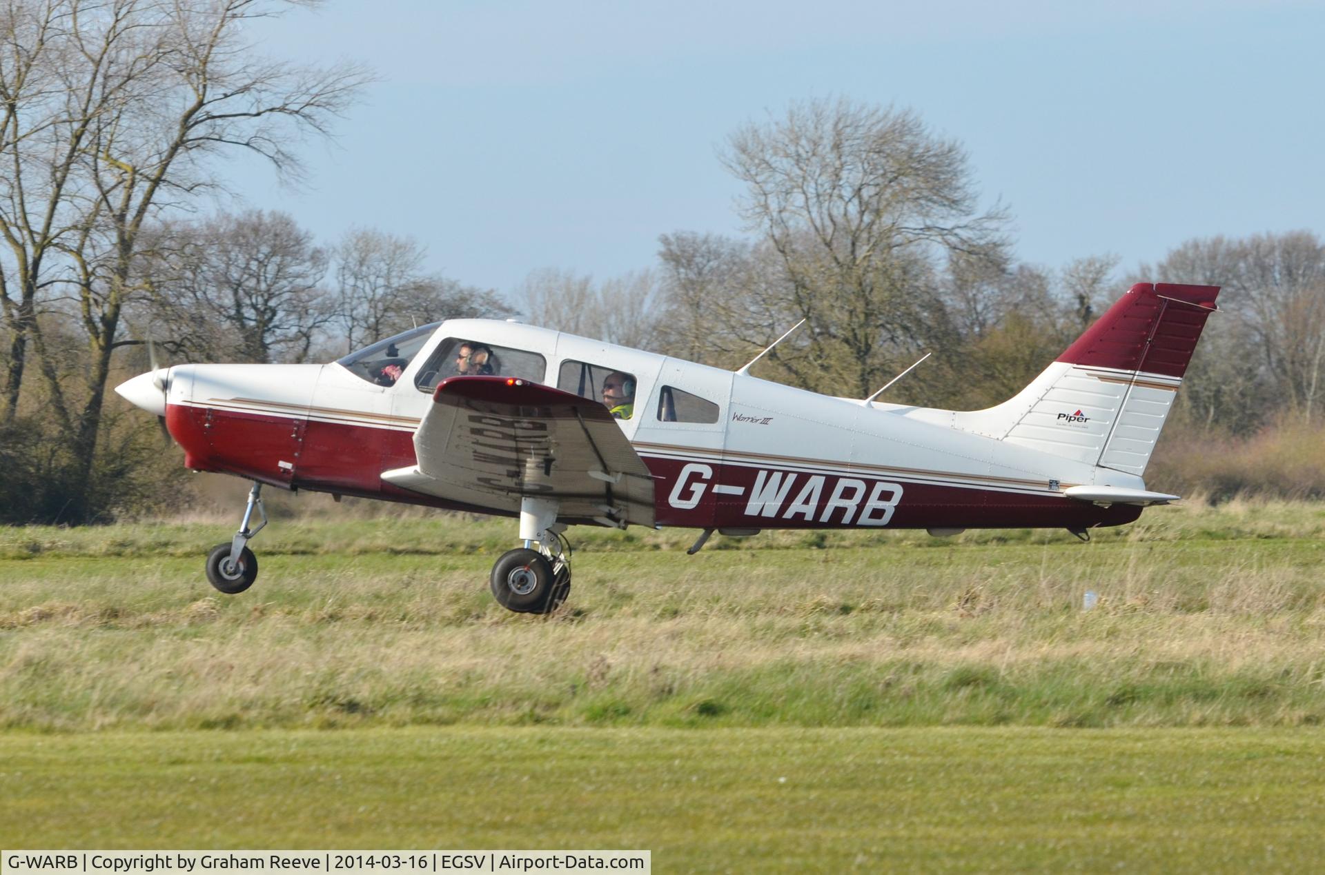 G-WARB, 1998 Piper PA-28-161 Cherokee Warrior III C/N 28-42034, Departing from Old Buckenham.