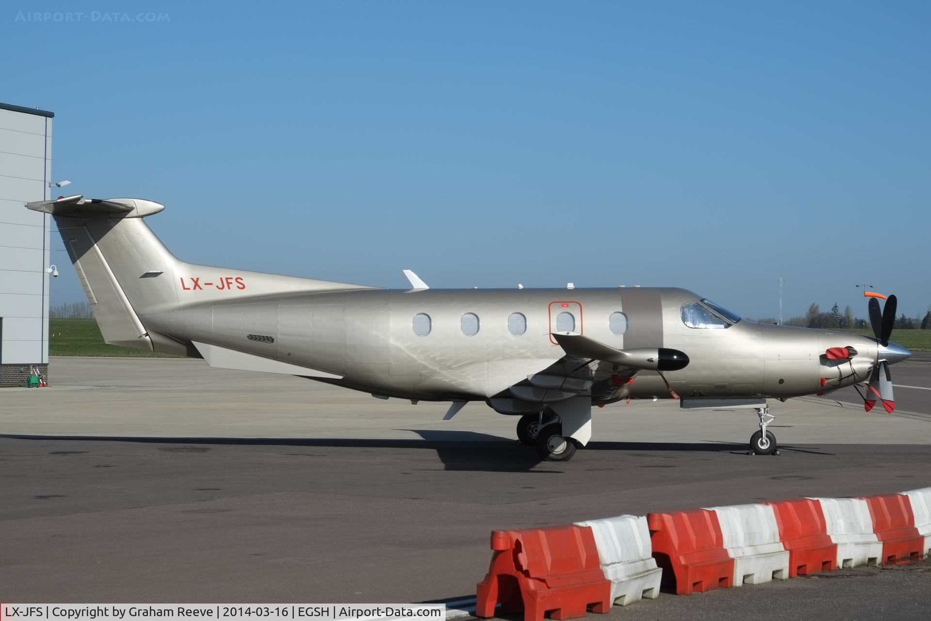 LX-JFS, 2011 Pilatus PC-12/47E C/N 1314, Parked at Norwich.