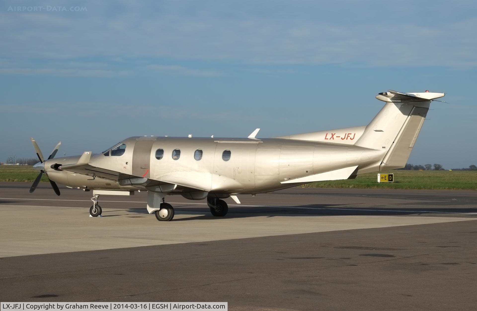 LX-JFJ, 2005 Pilatus PC-12/45 C/N 678, Parked at Norwich.