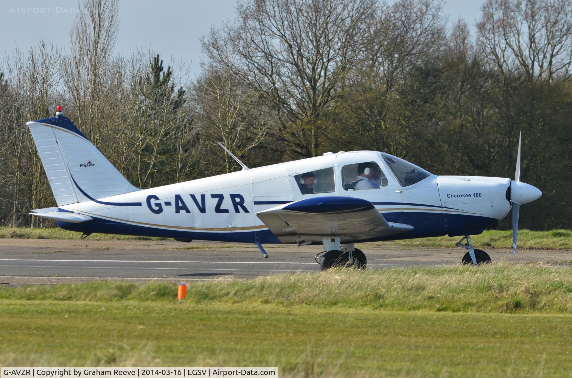 G-AVZR, 1967 Piper PA-28-180 Cherokee C C/N 28-4114, Just landed.