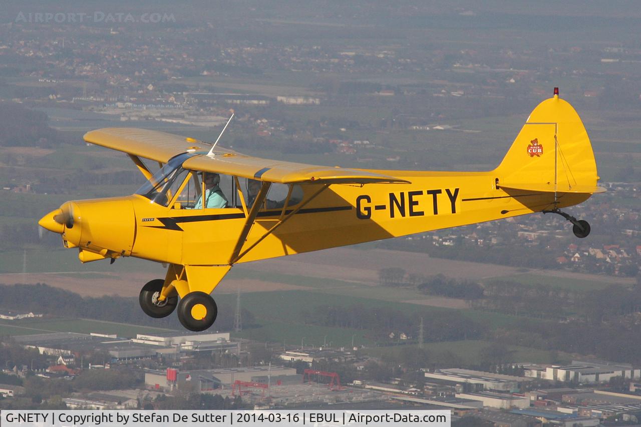 G-NETY, 1994 Piper PA-18-150 Super Cub C/N 1809108, Cruising at 1500ft enroute from EBKH to EBUL.