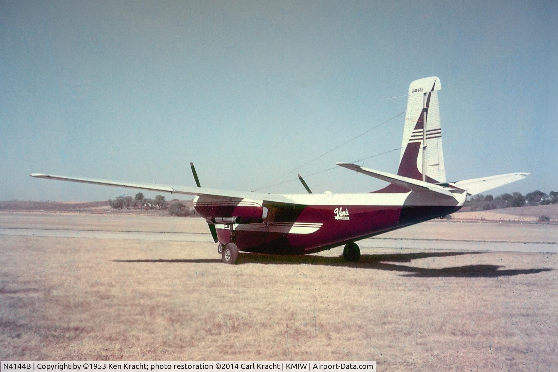 N4144B, 1953 Aero Commander 520 C/N 520-49, Photo by Ken Kracht, 1953, Marshalltown Municipal Airport., Marshalltown, Iowa.