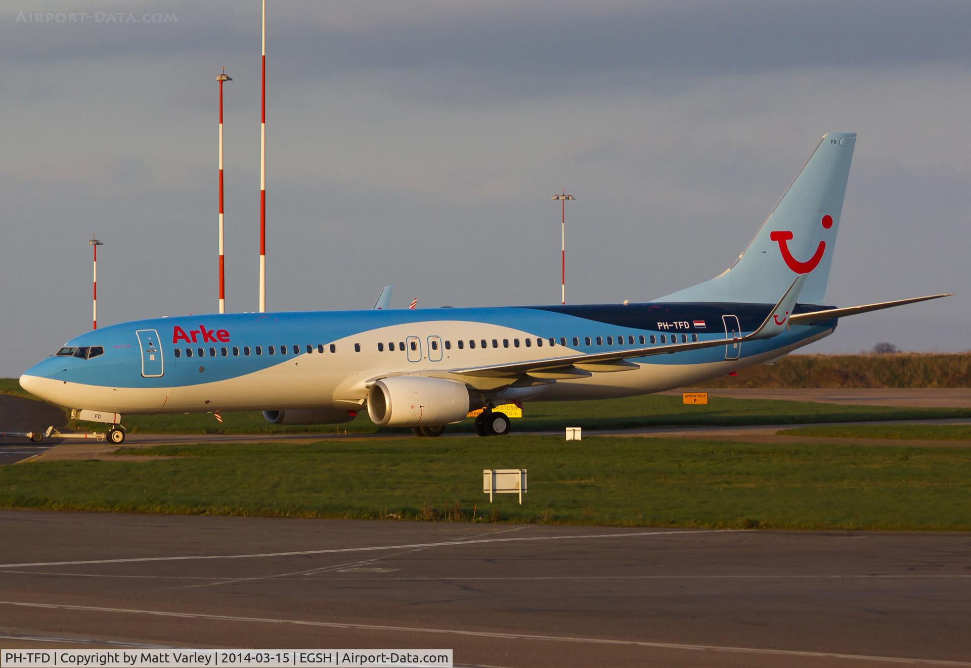 PH-TFD, 2011 Boeing 737-86N C/N 38014, Being towed along Taxiway Papa after spray into the Dreamliner livery.....