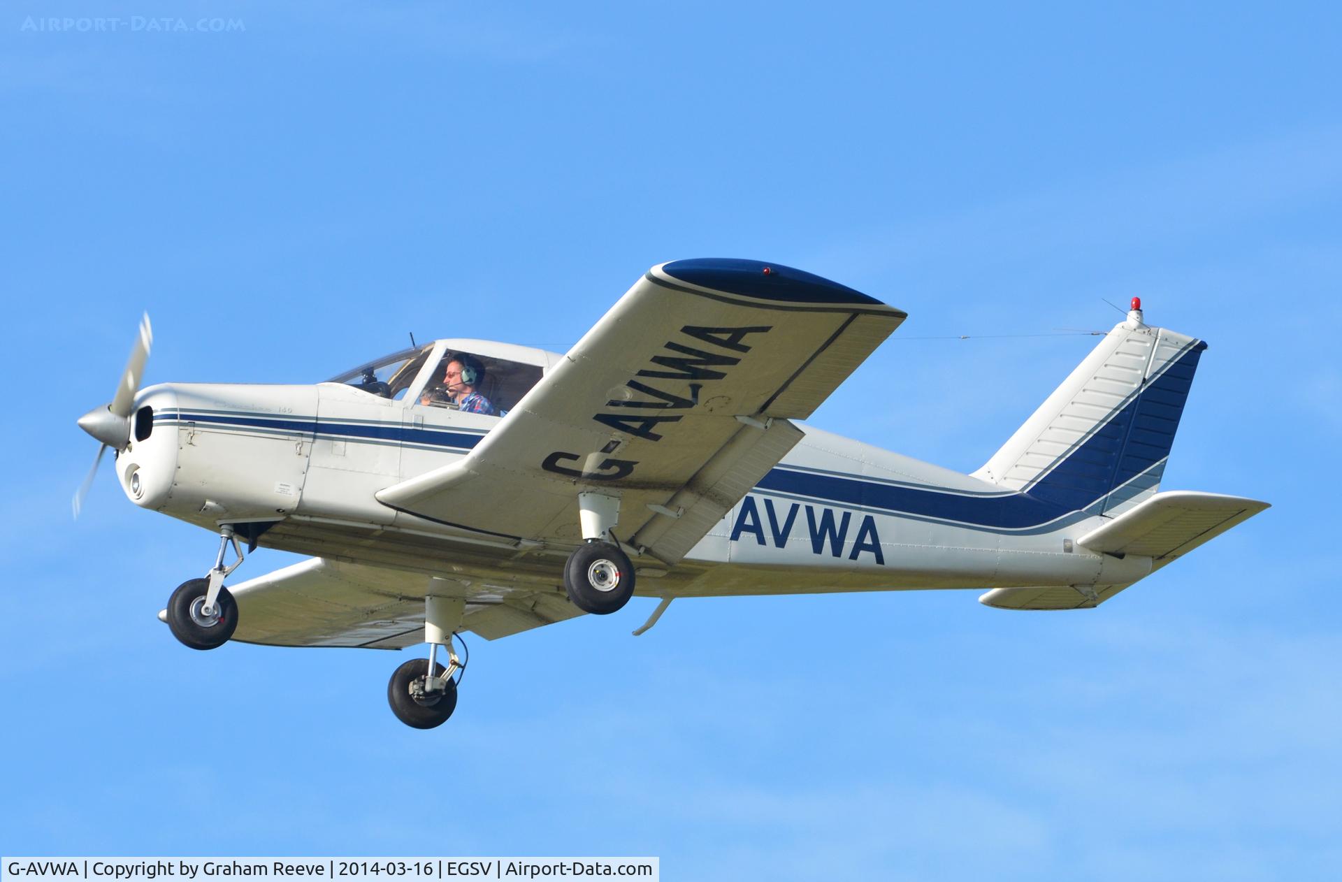 G-AVWA, 1967 Piper PA-28-140 Cherokee C/N 28-23660, Overhead at Old Buckenham.