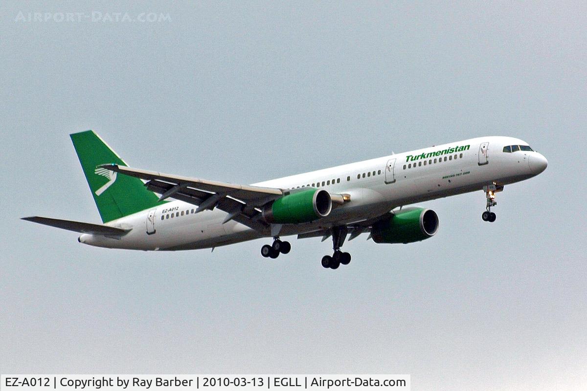 EZ-A012, 1996 Boeing 757-22K C/N 28337, Boeing 757-22K [28337] (Turkmenistan Airlines) Home~G 13/03/2010. On approach 27L.