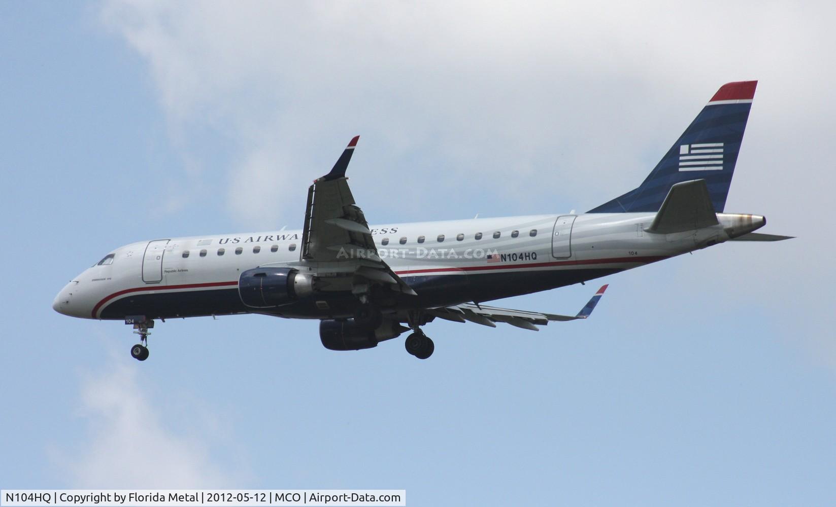 N104HQ, 2007 Embraer 175LR (ERJ-170-200LR) C/N 17000160, US Airways E175
