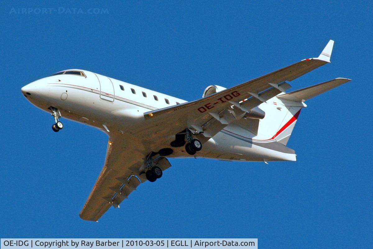 OE-IDG, 2006 Bombardier Challenger 604 (CL-600-2B16) C/N 5654, Canadair CL.604 Challenger [5654] (Global Jet Concept) Home~G 05/03/2010. On approach 27R.