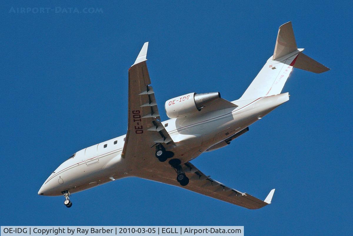 OE-IDG, 2006 Bombardier Challenger 604 (CL-600-2B16) C/N 5654, Canadair CL.604 Challenger [5654] (Global Jet Concept) Home~G 05/03/2010. On approach 27R.