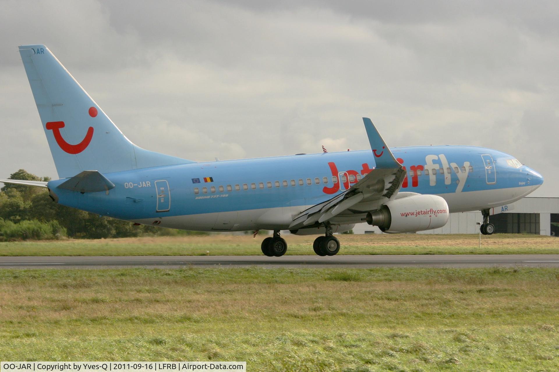 OO-JAR, 2009 Boeing 737-7K5 C/N 35150, Boeing 737-7K5, Landing rwy 25L, Brest-Guipavas Airport (LFRB-BES)