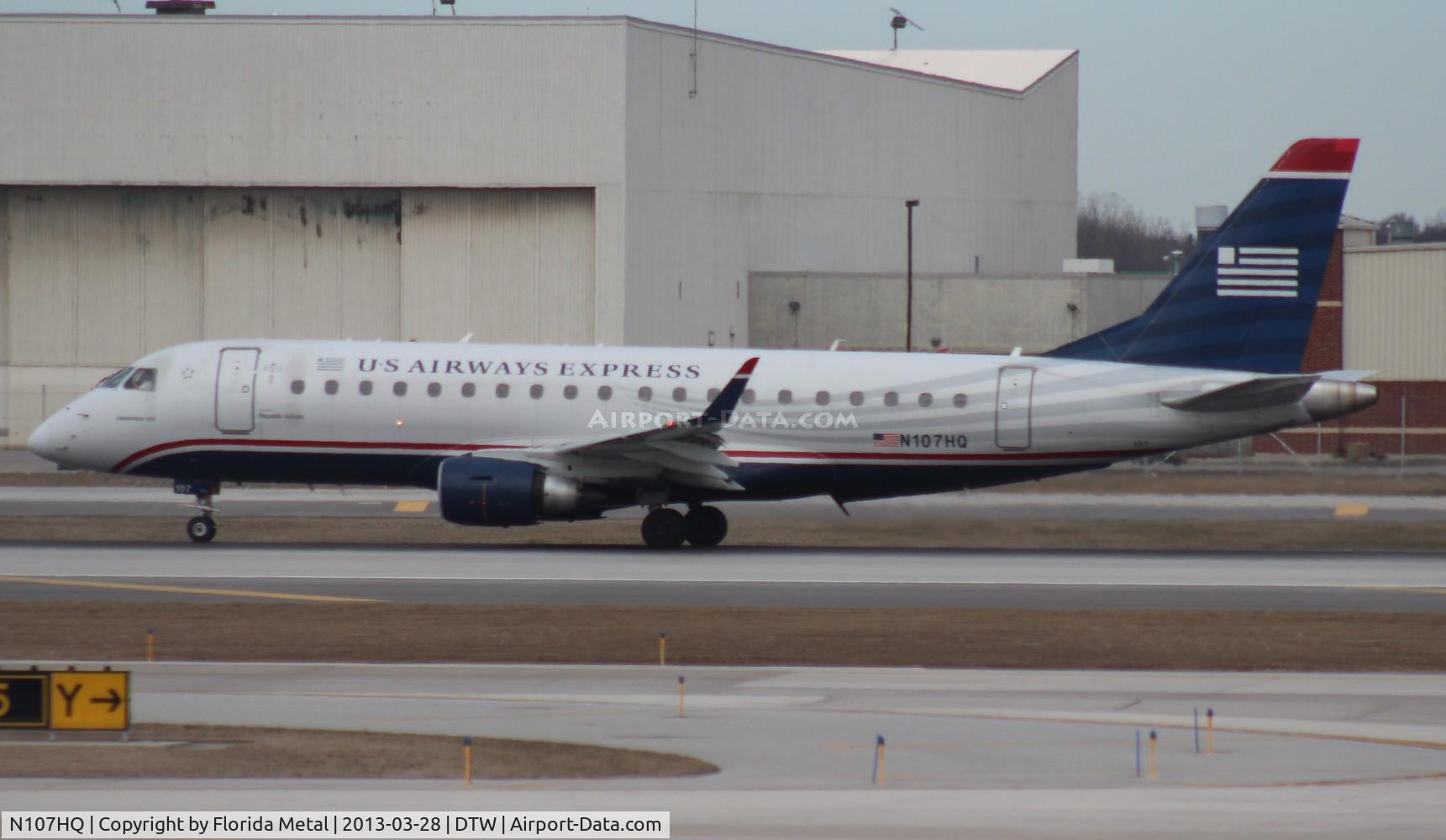 N107HQ, 2007 Embraer 175LR (ERJ-170-200LR) C/N 17000165, USAirways E175