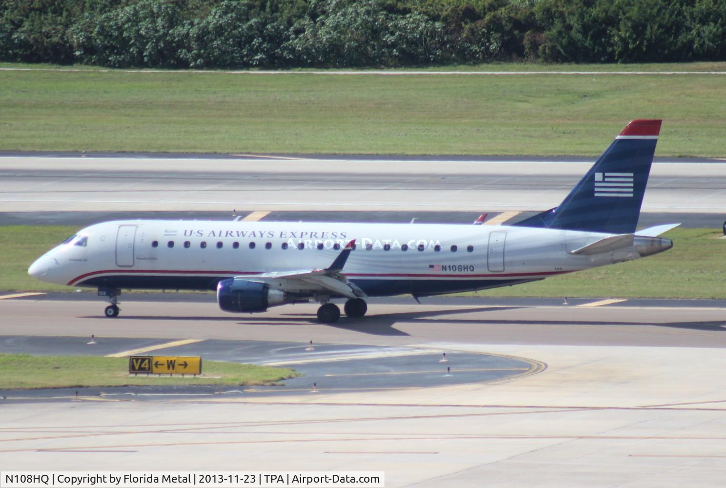 N108HQ, 2007 Embraer 175LR (ERJ-170-200LR) C/N 17000166, USAirways E175