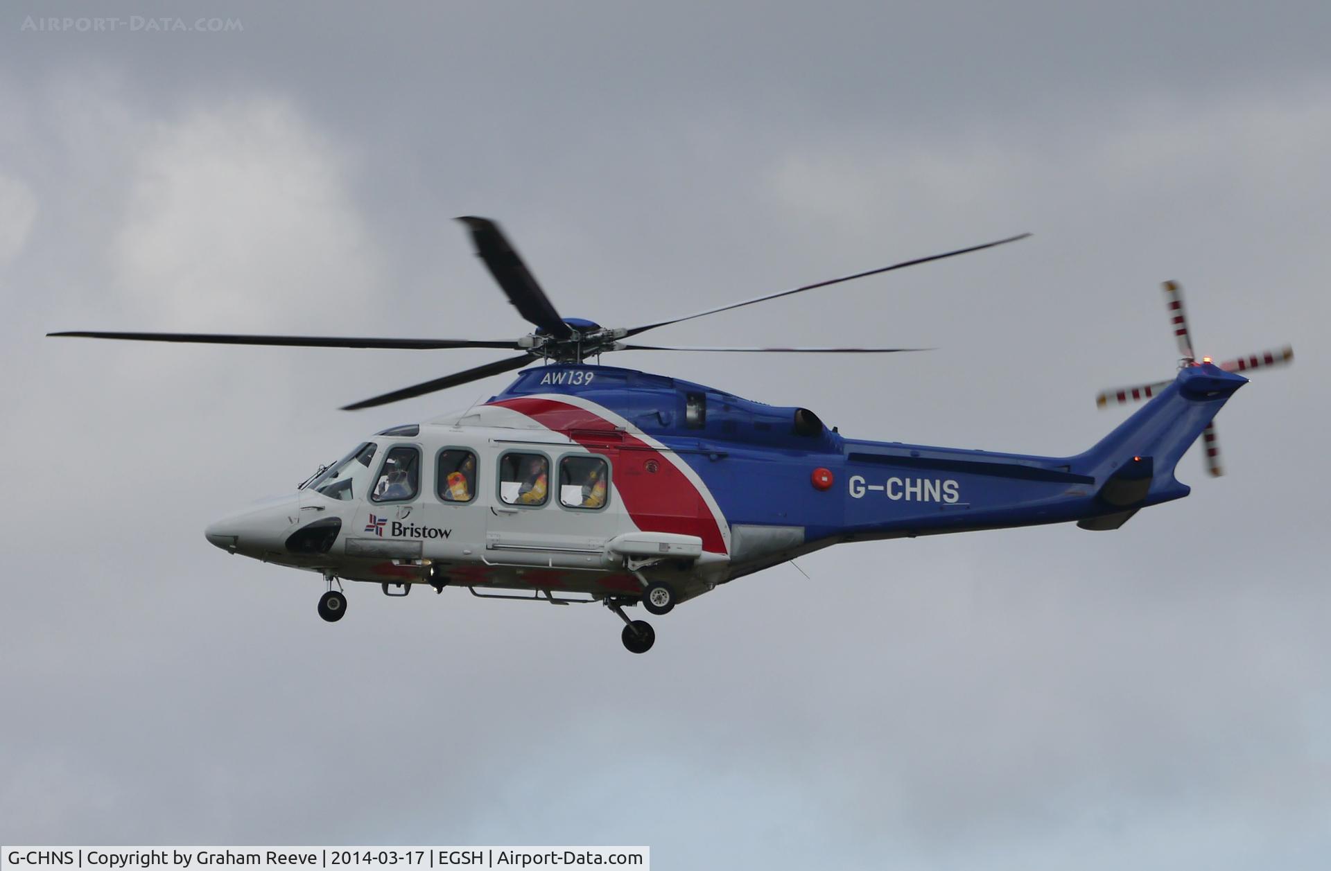 G-CHNS, 2012 AgustaWestland AW-139 C/N 31465, About to land.