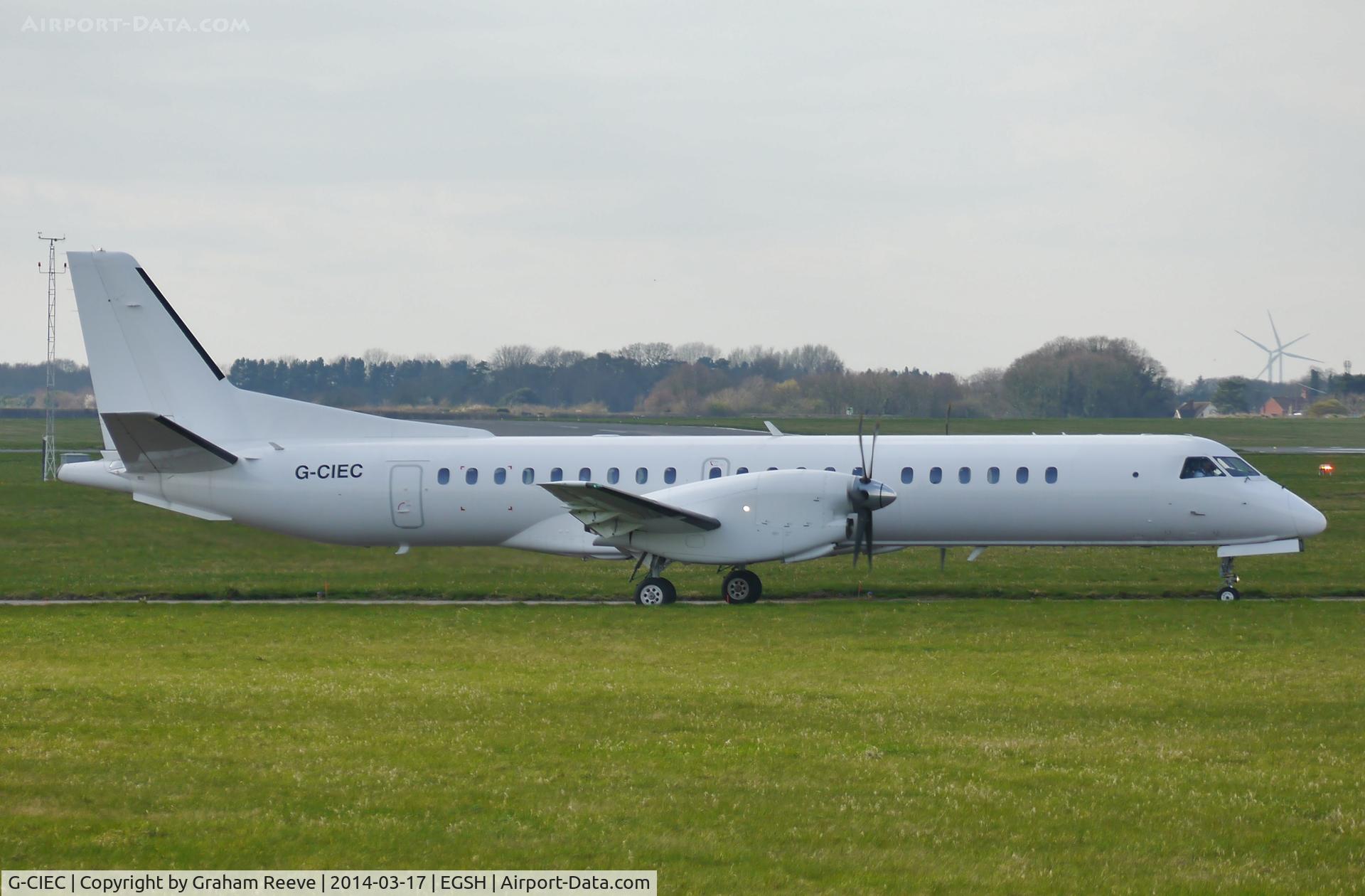 G-CIEC, 1996 Saab 2000 C/N 2000-037, About to depart on runway 