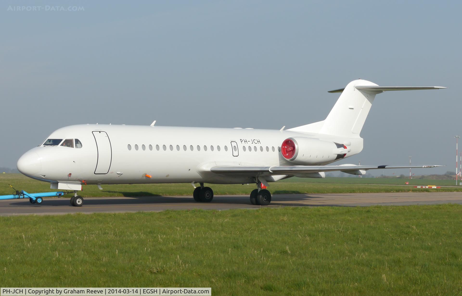 PH-JCH, 1994 Fokker 70 (F-28-0070) C/N 11528, Under tow after a re-spray.