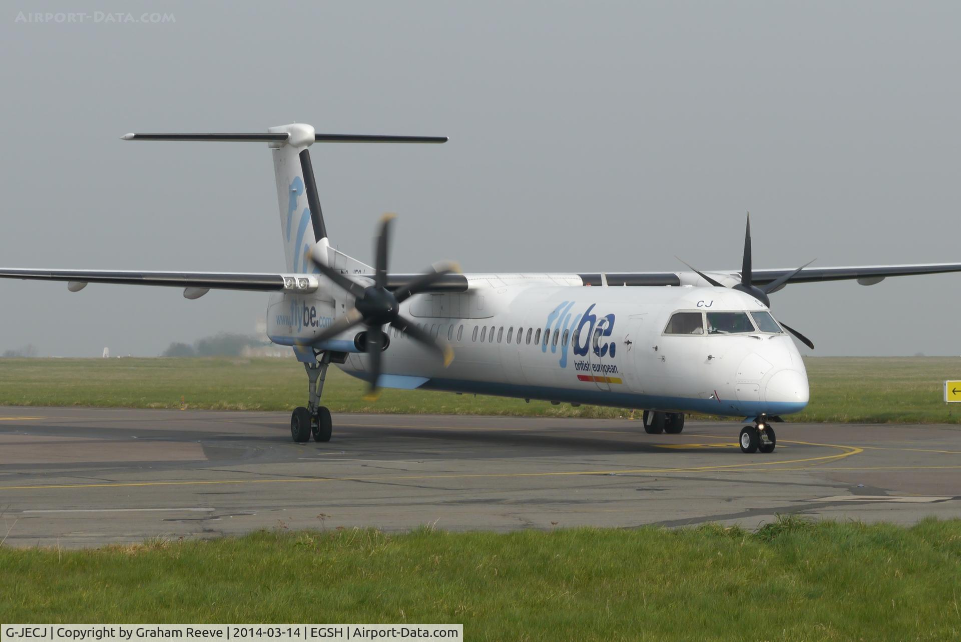 G-JECJ, 2005 De Havilland Canada DHC-8-402Q Dash 8 C/N 4110, Just landed.