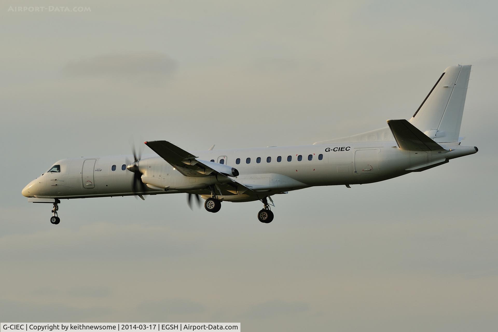 G-CIEC, 1996 Saab 2000 C/N 2000-037, Making second landing today !