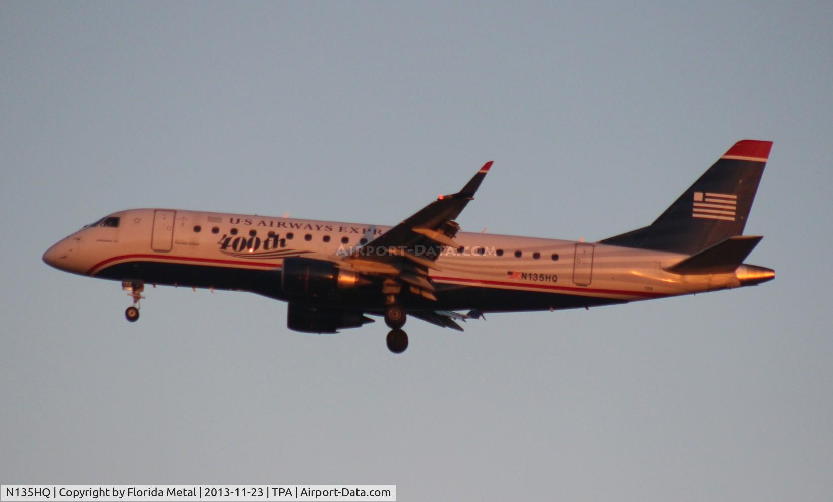 N135HQ, 2008 Embraer 175LR (ERJ-170-200LR) C/N 17000224, USAirways E175 (400th)