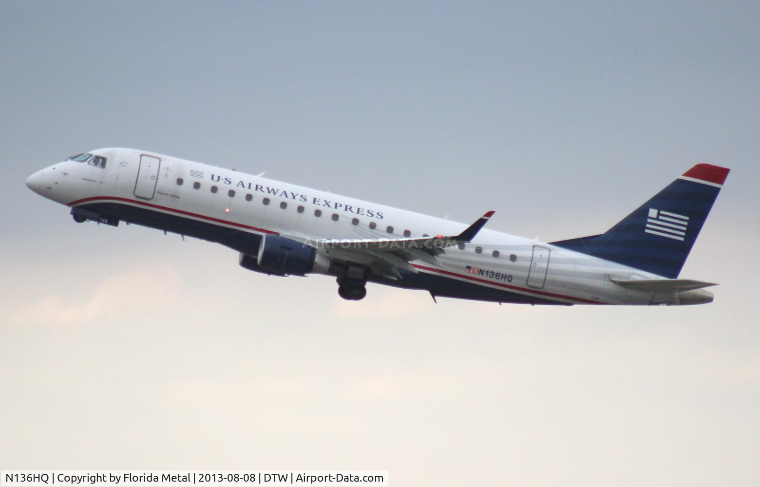 N136HQ, 2008 Embraer 175LR (ERJ-170-200LR) C/N 17000228, USAirway E175