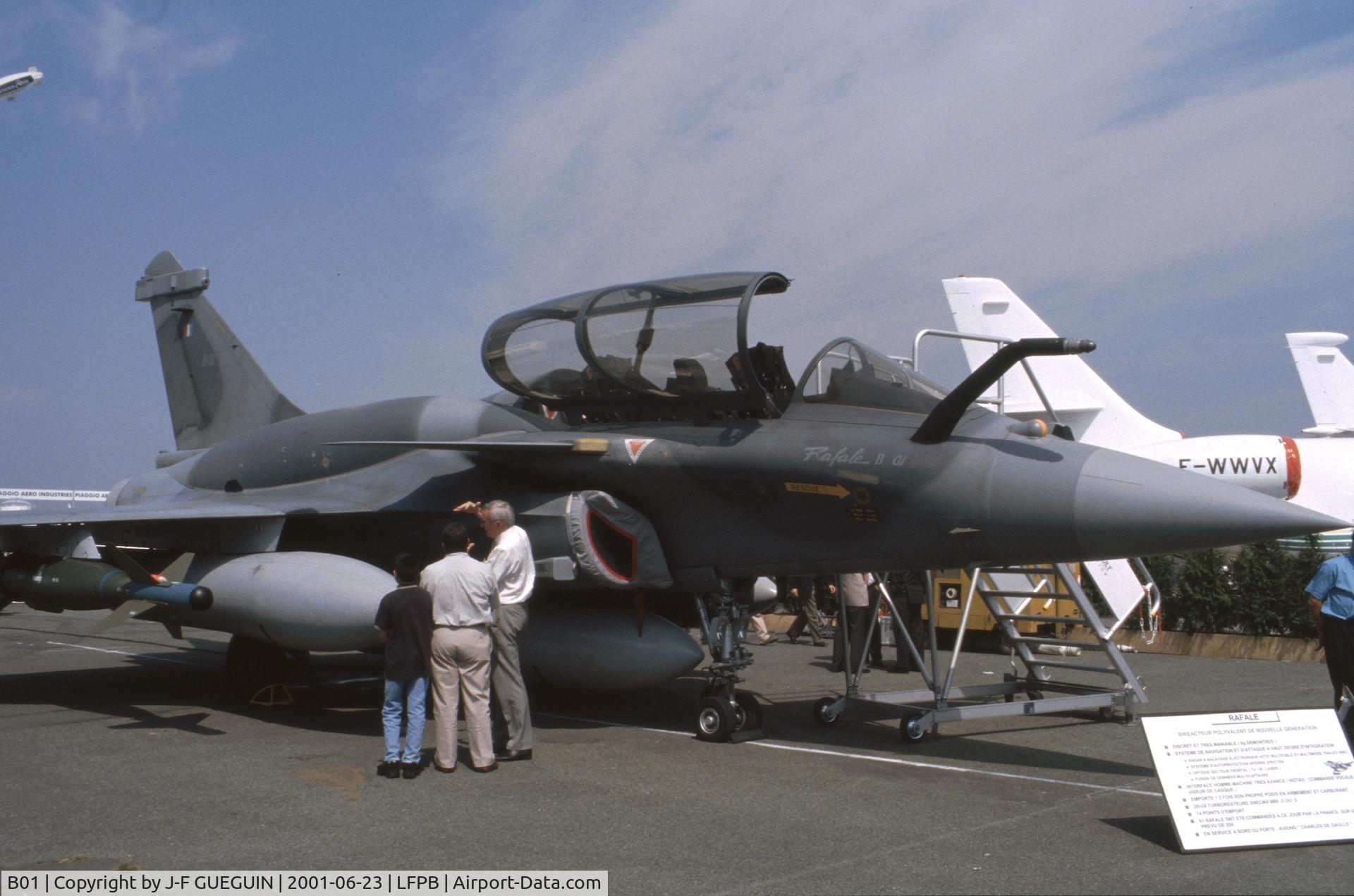 B01, Dassault Rafale B C/N B01, On display at 2001 Paris-Le Bourget airshow.