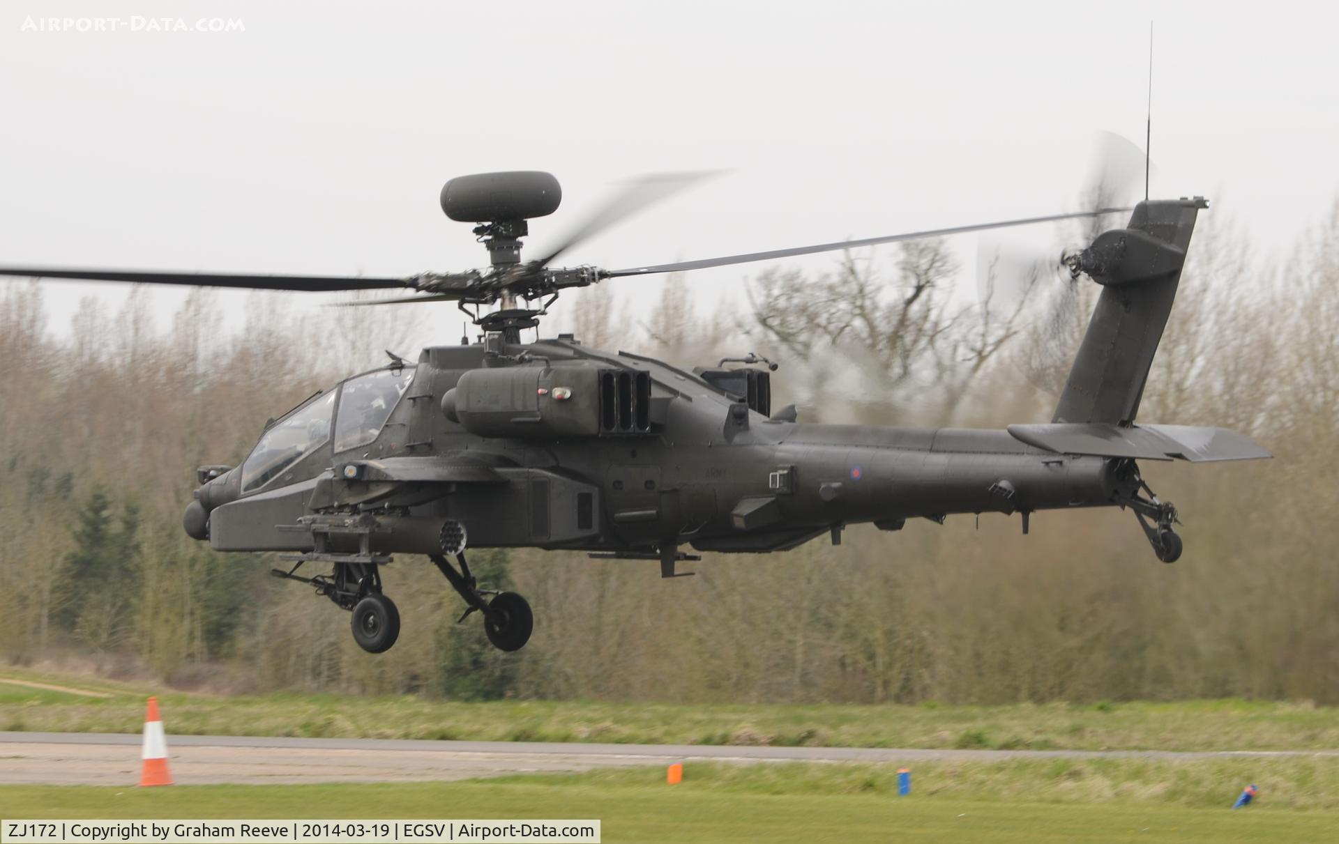 ZJ172, Westland Apache AH.1 C/N DU007/WAH007, Departing from Old Buckenham.