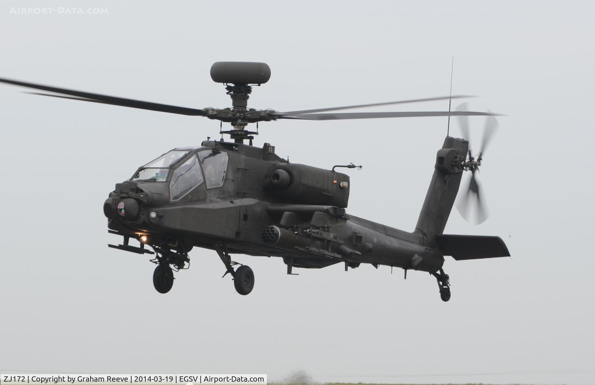 ZJ172, Westland Apache AH.1 C/N DU007/WAH007, About to touch down.