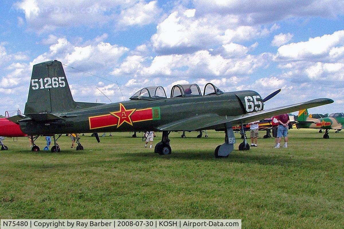 N75480, 1974 Nanchang CJ-6A C/N 2951265, Nanchang CJ-6A [2951265] Oshkosh-Wittman Regional Airport~N 30/07/2008