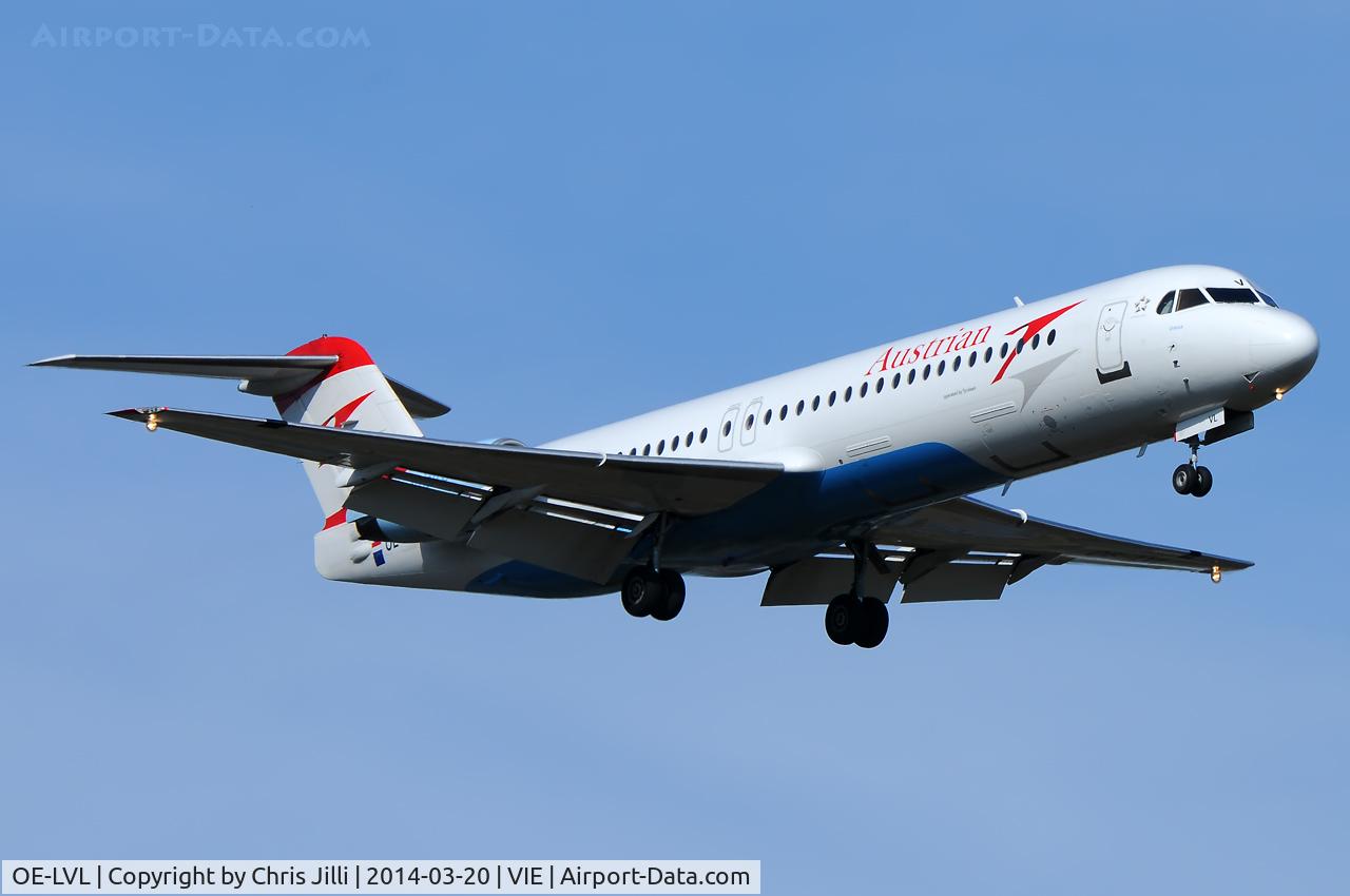 OE-LVL, 1992 Fokker 100 (F-28-0100) C/N 11404, Austrian Airlines