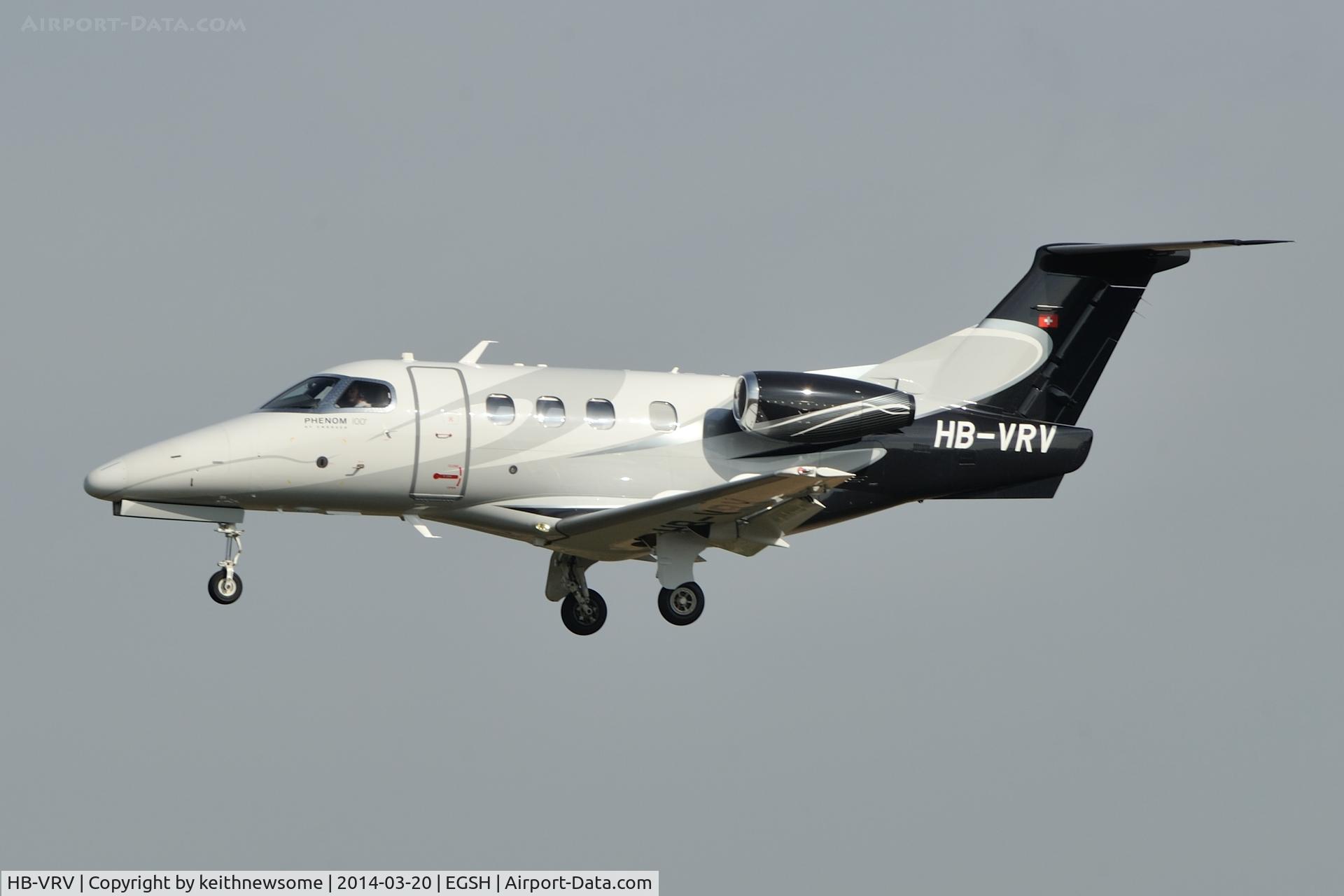 HB-VRV, 2012 Embraer EMB-500 Phenom 100 C/N 50000309, Arriving at Norwich !
